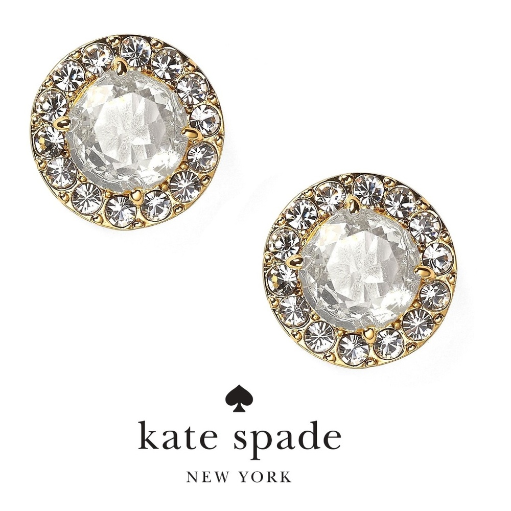 NWT Kate Spade Diamond Solitaire Studs Gold